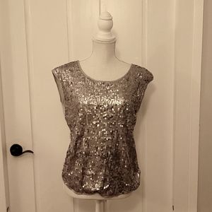 One Clothing silver and gray sequin top, size small